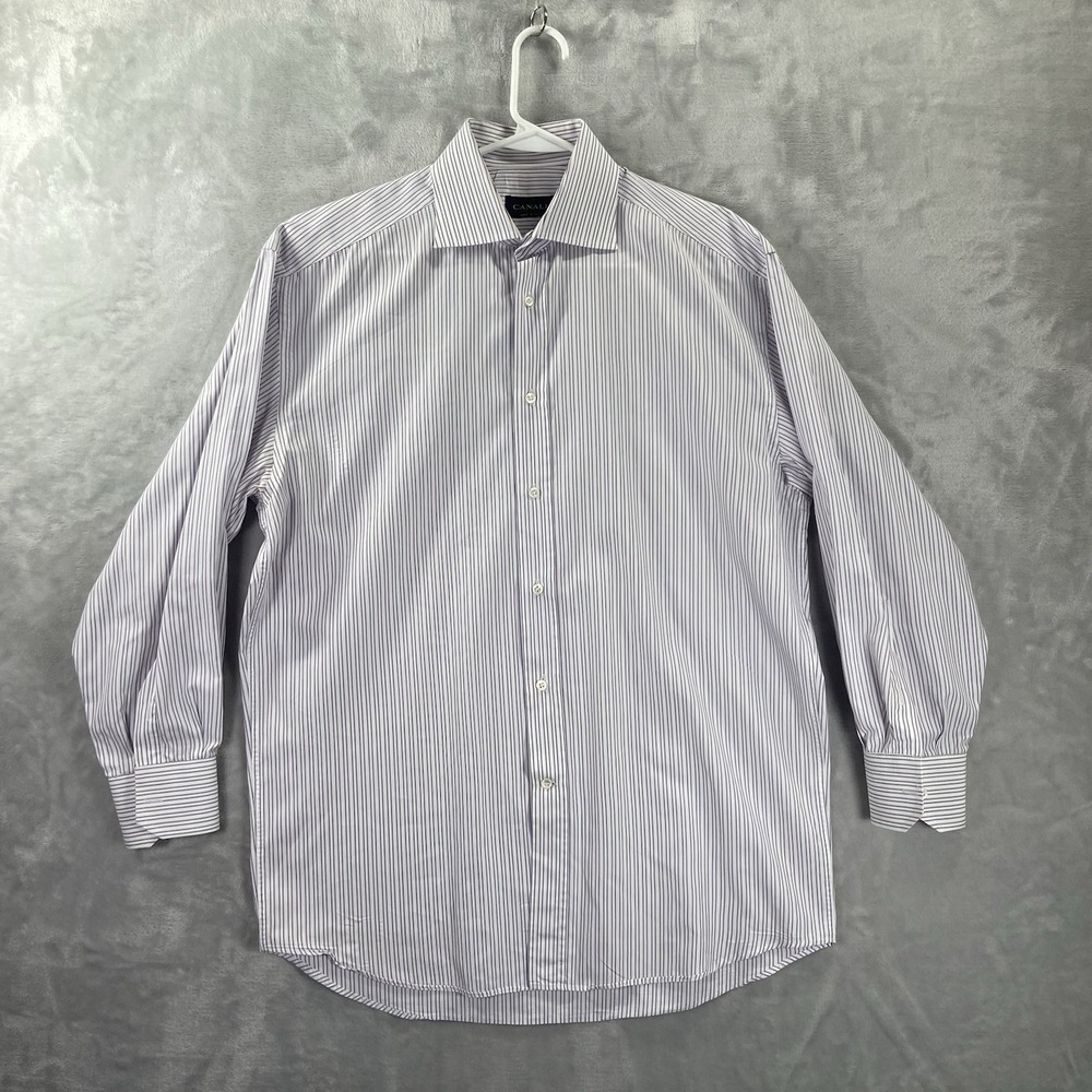 Canali Dress Shirt men's 15.75 40 Button Up Striped Cotton Casual Long Sleeve - Picture 2 of 12